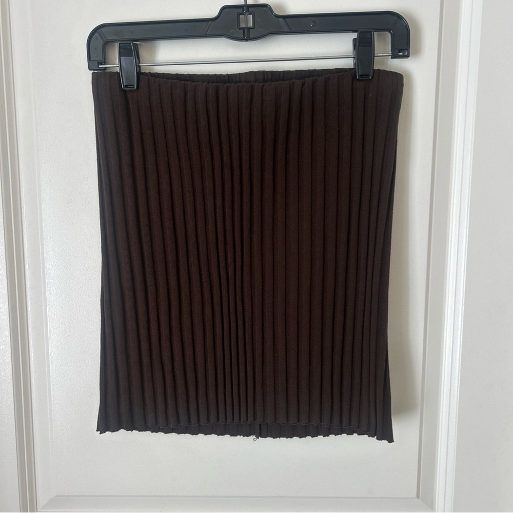 Cotton Citizen Dark Brown Capri Ribbed Mini Skirt